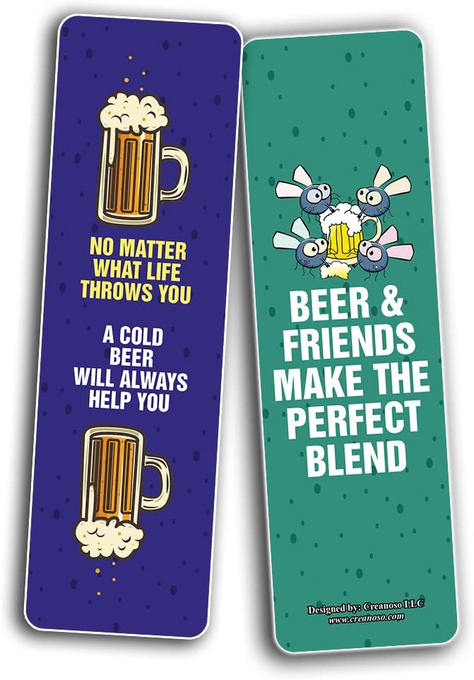 Creanoso Funny Beer Friends Bookmarks (5-Sets X 6 Cards) – Daily Inspirational Card Set – Interesting Book Page Clippers – Great Gifts for Adults and Professionals