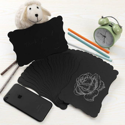 50 Pack Blank Kraft Cards Cardstock Thick Paper Brown Greeting Cards for DIY Gift Card Menus, Baby Shower and Wedding Invitations (Black, 5x7IN)