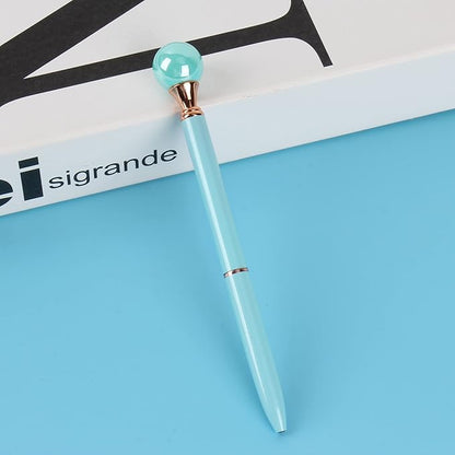 6 Pieces False Pearl Decoration Twist Metal Ballpoint Pen Ball Pen 1.0 MM Black Ink