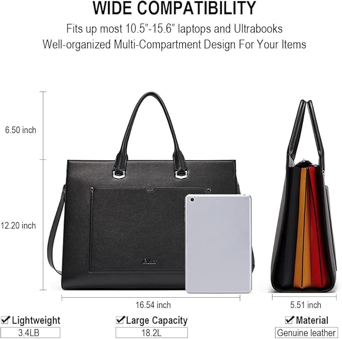 CLUCI Briefcase for Women Vegan Leather 15.6 Inch Laptop Bag Large Pocket Business Ladies Shoulder Bag