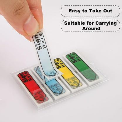 600pcs Stickers(6 Pack) Sign Here Labels, Sign Here Flags Sticky Notes Initial Tabs with Dispenser Arrow Labels Easy to Post for Office School Notary Books(Dark Green 1)