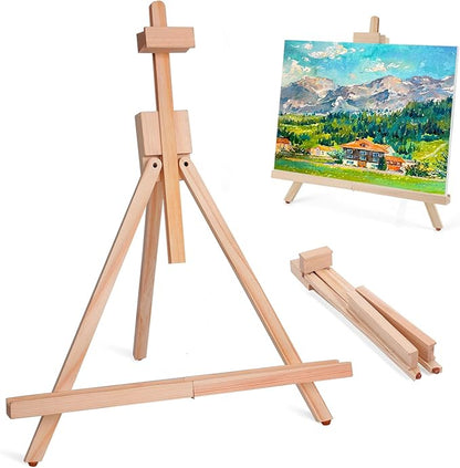 ESRICH Tabletop Easels for Painting,Painting Easel A-Type Adjustable Wooden Tabletop Easel Holds Highest to 21" Canvas Portable Desktop Easel Suitable for Artists, Beginners, Students (1Pack)