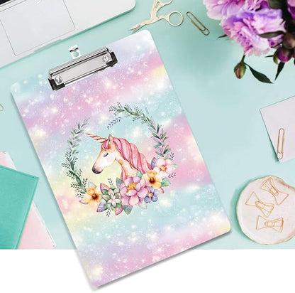 WAVEYU Cute Clipboard Hardboard for Kids Teens, Decorative Pink Clipboard with Low Profile Clip Chic Designed for Students Classroom School and Office Use, Cute(12.5"x9")