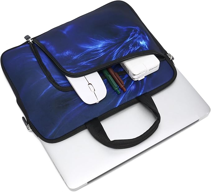 11.6 12 12.5 inch Laptop Sleeve Chromebook Case Ultrabook Case Notebook Sleeve Tablet Case Neoprene Handle Sleeve for Men Women, Two Pockets Fit Apple MacBook Air Samsung Acer HP DELL (Blue Dragon)