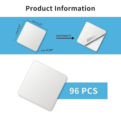 Art3d 96 Pieces 1.5 x 1.5in. Square Nano Double-Sided Transparent Tape Sticker, Removable Heavy Duty Clear Mounting Tape for Wall Hanging