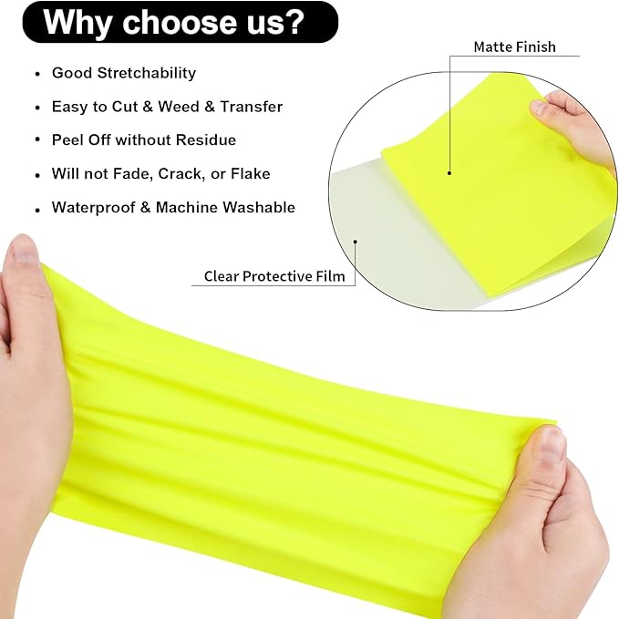 VINYL FROG Heat Transfer Vinyl Roll HTV Vinyl - 12"x5ft Neon Yellow Iron on Vinyl for T-Shirts, Heat Press Vinyl for DIY Craft Designs (Neon Yellow)