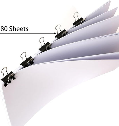 SANNIX 42 PCS Binder Clips, 1 inch 25mm Binder Clips Black Paper Clamps Medium Size for Office Home School