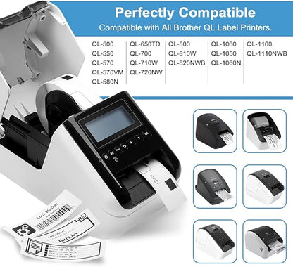 COLORWING 12 Rolls Replace Brother QL-800 Address Label DK-1201 (1.1" x 3.5") for QL-810W QL-710W Label Printer, Die-Cut 29mm x 90mm DK Label, Barcode & All Purpose Label, 1 Frame