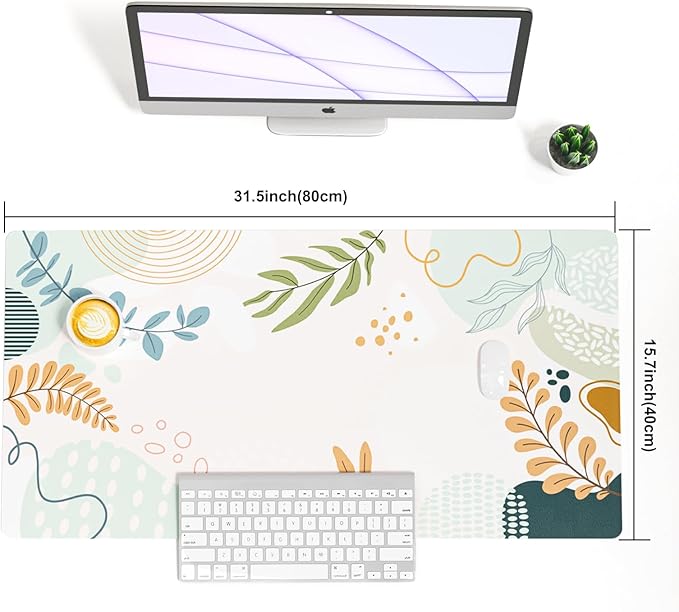 Colorful Star Minimalist Large Mouse Pad, Abstract Botanical Waterproof Desk Mat, Boho Computer Gaming Mouse Pad, XXL Full Desk Mousepad Non Slip Writing Pad for School Office Home 31.5" x 15.7"