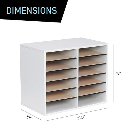 Safco Wooden Paper and Mail Organizer for Home Office and Classroom, Adjustable Shelves and Stackable