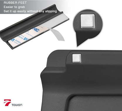 TOWON Small Glass Dry Erase Board, Desk White Board with Standing, Mini Whiteboard Easel Pad Set, Stenography Artifact for Office, Home and School Supplies, 8x6 Inches, Black