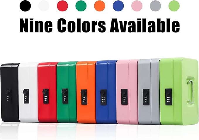 KYODOLED Large Cash Box with Combination Lock,Safe Metal Box for Money, Storage Lock Box with Money Tray,9.84"x 7"x 3.54" Lightgrey Large