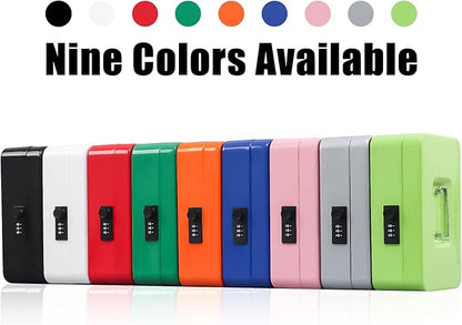 KYODOLED Large Cash Box with Combination Lock,Safe Metal Box for Money, Storage Lock Box with Money Tray,9.84"x 7"x 3.54" Lightgrey Large