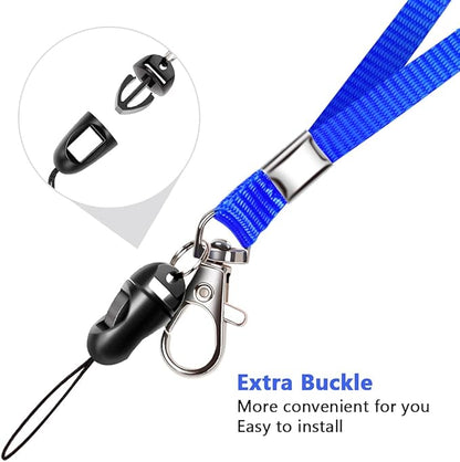 6 Pack Neck Lanyard with ID Badge Holder, Office Strap Lanyards, Stainless Metal Swivel Hook for Name Tag, Badge Holders, Keychains, Card, Blue