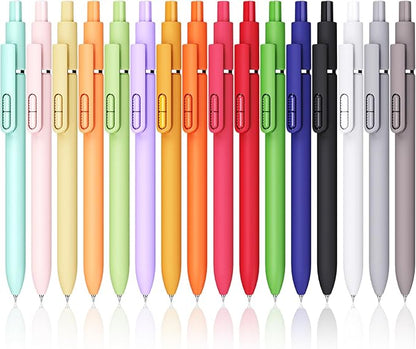 Gel Pens, 16 Pcs Quick Dry Black Ink Pen Fine Point 0.5mm Smooth Writing Pen, Large Capacity Long Lasting Ink Retractable Pens Gift Set for Journaling Note Taking, School Office, Home Supplies