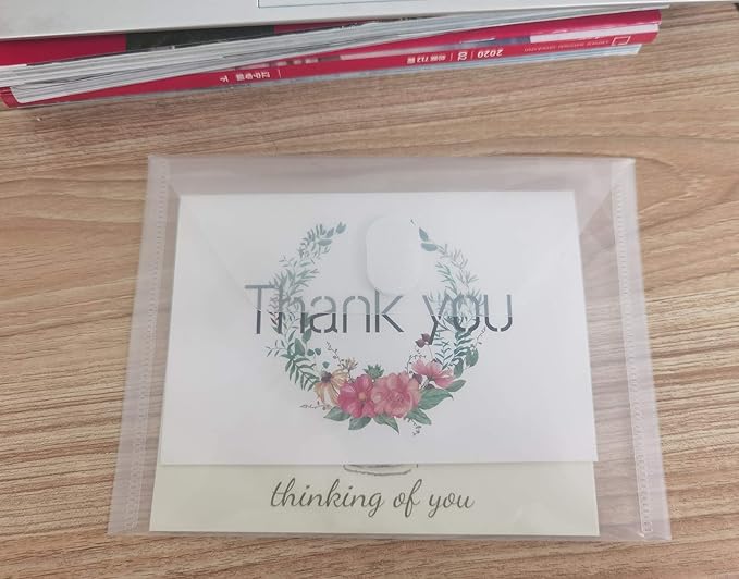 5x7 Small Plastic Envelopes Hook Loop Closure Receipt Storage Holder 120 Pack (clear-120 pack)