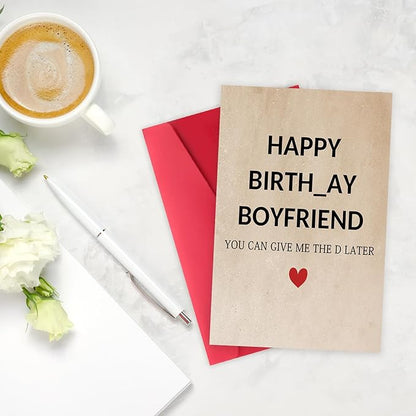 Funny Birthday Card for Boyfriend from Girlfriend, Rude Birthday Gifts for Boyfriend, Humor Boyfriend Birthday Card, Romantic Boyfriend Bday Decorations Ideas