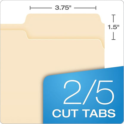 Pendaflex Essentials File Folders, Letter Size, 2/5 Cut, Manila, 100 per Box (752 2/5RE)