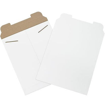 Aviditi 11" x 13 1/2" Stayflats Rigid Flat Mailers, White, For Keeping Documents, Photos, and Artwork Protected During Shipping (100 Pack)