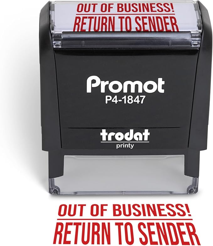 Promot Out of Business Return to Sender - Self Inking Rubber Stamp
