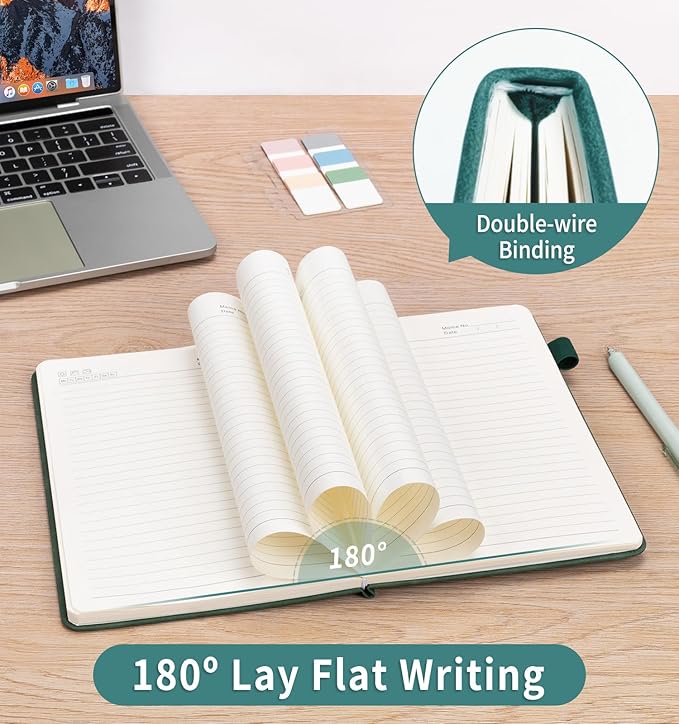 Lined Journal Notebook for Women Men, A5 Hardcover Leather Journals for Writing, 200 Pages Thick Paper, Daily Journal Notebook for Work, School, Note Taking, Business, Travel, College Ruled