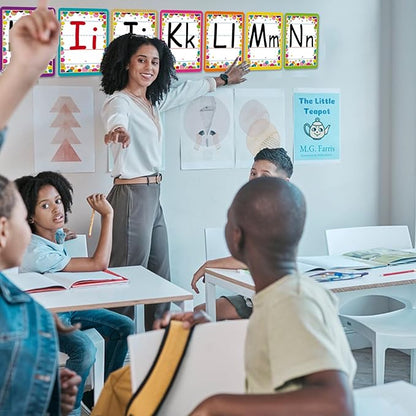 Bulletin Board Letters - ABC Alphabet Poster Classroom Decorating Set Toddler English Poster Kindergarten Elementary Classroom Nursery Home Wall Decoration（Multicolored Confetti）