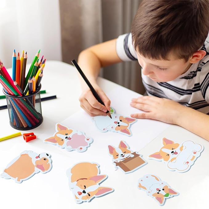 30 Pack Corgi Sticky Notes - Cute Cartoon Corgi Self Sticky Notepads Writing Memo Pads Animal Page Marker for Back to School Office Supplies Party Favors Goodies Bag Fillers, Total 600 Sheets