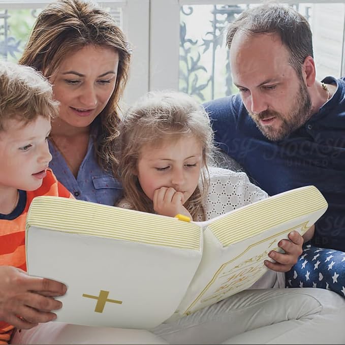 Bible Pillow Book Plush That Opens Christian Holy Bible Stuff Religious Party Favors Gifts for Kids for Christening Easter