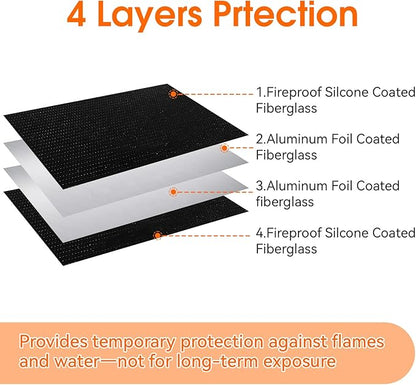 Fireproof Document Bag (10"x13.5" / 2000℉), Fireproof Waterproof Money Bag with Zipper, Premium Fiberglass, Fire Safe Storage for Documents, Passports, Cash, Valuables (Black)