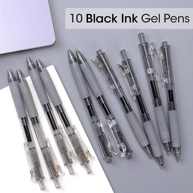 WRITECH Retractable Fine Point Gel Pens (Black)