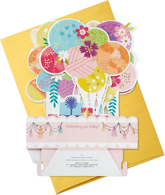 Hallmark Paper Wonder Musical Pop Up Birthday Card (Mylar Balloon Explosion, Plays Happy Birthday)