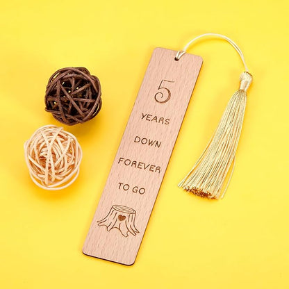 Anniversary Wood Gift for Him Her, Wooden Bookmark 5th Anniversary Wooden Gifts for Wife Husband, 5 Year Marriage Gifts Anniversary for Couple, Fifth Anniversary Valentines Gifts for Women Men