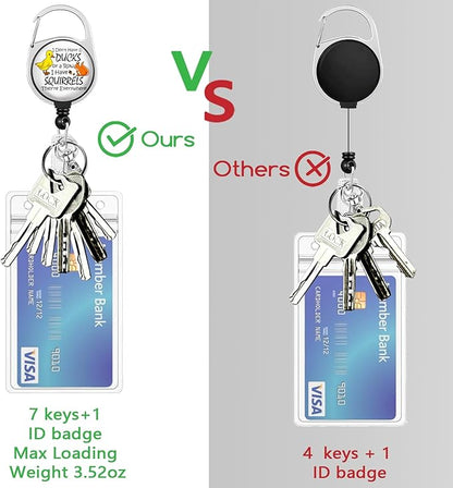 Lanyards for Id Badges, Cute Ducks Holder with Retractable Reel Clip, Funny Work Card Name Tag Keychain Lanyard Vertical ID Card Protector Cover Case for Women Nurse Doctor Teacher Student