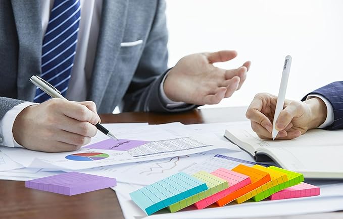 8 Pads Lined Sticky Notes 3x3 in Post, 8 Colors Self Sticky Notes Pad Its, Bright Colorful Square Sticky Notes for Office, Home, School, Meeting, 82 Sheets/pad