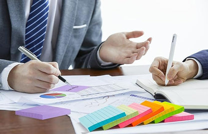 8 Pads Lined Sticky Notes 3x3 in Post, 8 Colors Self Sticky Notes Pad Its, Bright Colorful Square Sticky Notes for Office, Home, School, Meeting, 82 Sheets/pad