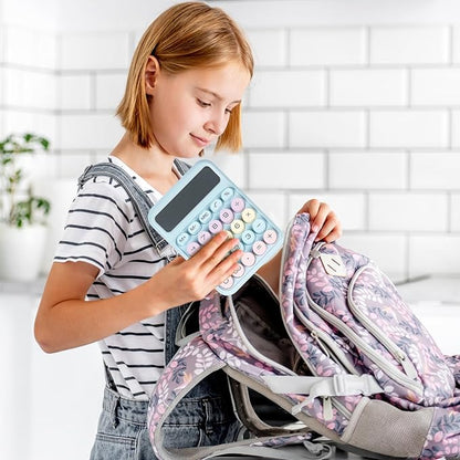 Mechanical Switch Calculator with Big Buttons, Calculators Desktop, 12 Digits, Large LCD Display, Desk Calculator, Cute Pink Calculator for Teachers Students Basic Office (Blue)