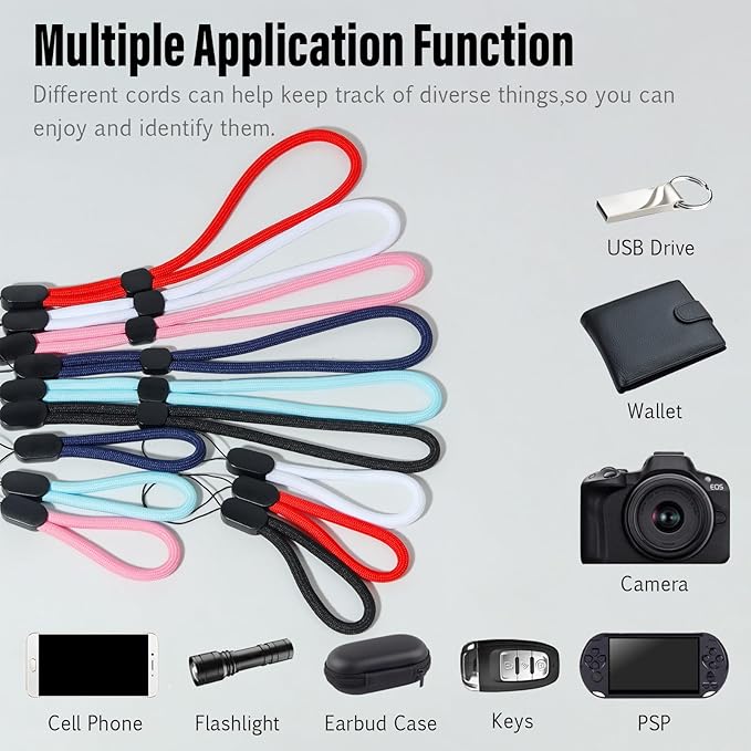 Wrist Strap Lanyard, 12 Pack Adjustable Wristlet Phone Lanyards for Keys, Cell Phone, Camera, USB Flash Drives, Flashlight, Keychain, ID Name Tag Badge(Mix Color)
