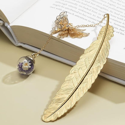 Metal Butterfly Feather Bookmark Birthday Gifts Teacher Christmas Gifts for Women Christmas Stocking Stuffers for Women Teacher Appreciation Gifts Bookmarks for Women Girls Readers Book Lover