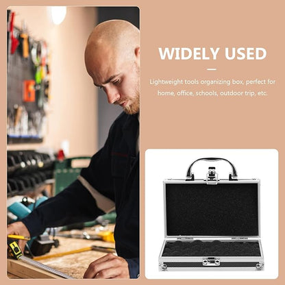 ERINGOGO Aluminum Attache Case - 7inch Lock Metal Briefcase with Ripple Foam, Hard Aluminum Carrying Case for Men, Universal Portable Tool Case for Laptop/Luggage/Instrument, Black