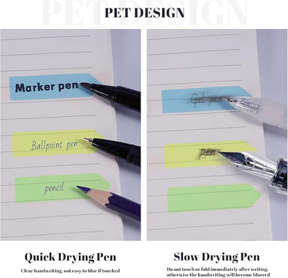 Golcellia 1200 Pieces Sticky Tabs Page Markers, Book Tabs Arrow Flags Colored Writable and Repositionable Book Markers, (10 Colors, 6 Sets) Book Annotation Tabs Supplies