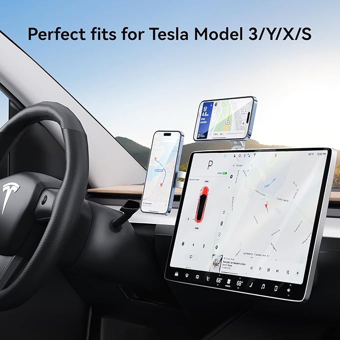 Magnetic Phone Holder for Laptop for MagSafe for iPhone 16/15/14/13/12 & All Phones, 180°Adjustable Phone Side Mount for Computer Monitor for Tesla, Desktop Cell Phone Bracket (Silver)