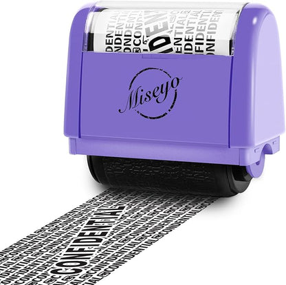Miseyo Wide Roller Stamp Identity Theft Stamp 1.5 Inch Perfect for Privacy Protection,Anti-Theft Security Confidential Easy for Guard Personal Information Blockout - Purple