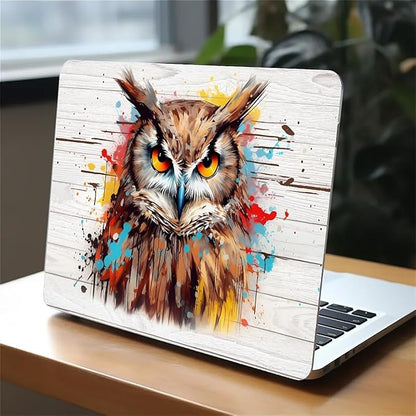 Compatible with MacBook Air 13.6 Inch Case 2024 2023 2022 Release Model A3113 M3 A2681 M2, Funny Colorful Owl Hard Plastic Shell Cover Case