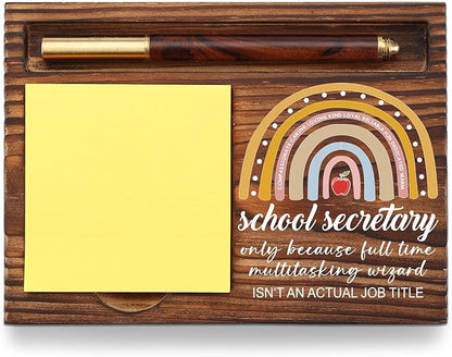 School Secretary Appreciation Gifts, Thank You Gifts for Secretary School Office Assistant Principal Staff Worker School Admin, School Secretary Gift Desk Self-Stick Note Pad Holders TZP05