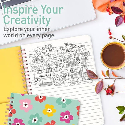 Sweetzer & Orange S&O Cute Spiral Notebooks - College Ruled Spiral Notebook with Pockets - Hardcover Notebook for Women - Cute Notebooks for School & Journal - 80 Double-Sided Pages, 6.25" x 8.25”