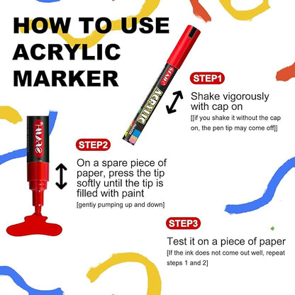 SFAIH Acrylic Creative Markers Set of 48 with Organizer, 3mm Medium Tips - 48 Colors, Waterproof, Fast Drying, Gift for Kids and Adults - Art Supplies, Fabric Paint, Rock Painting, Art Markers