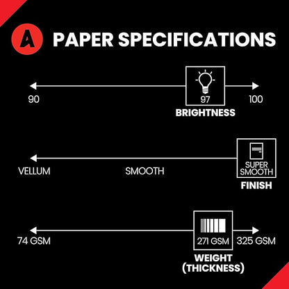 Accent Opaque White 19” x 13” Cardstock Paper, 100lb, 271gsm – 700 Sheets (4 Reams) – Premium Super Smooth Heavy Cardstock, Printer Paper for Ink Heavy Invitations, Cards, Menus, Images – 189039C
