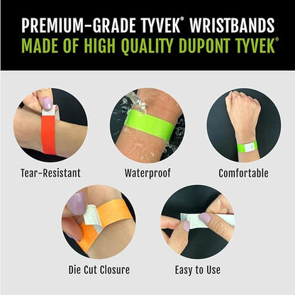 100 WristCo Tyvek Wristbands for Events – 10-Color Variety Pack – Tamper-Proof Design Prevents Reuse – Premium-Grade Bracelets for Hospital & Medical ID, Party, VIP Identification