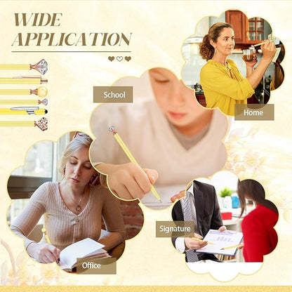 6 Pcs Ballpoint Pens Set Metal Crystal Diamond Pen for Journaling Glitter Pretty Cute Stationery Black Ink Fancy Gifts for Women Girls Teacher Office Wedding School Supplies(Yellow)