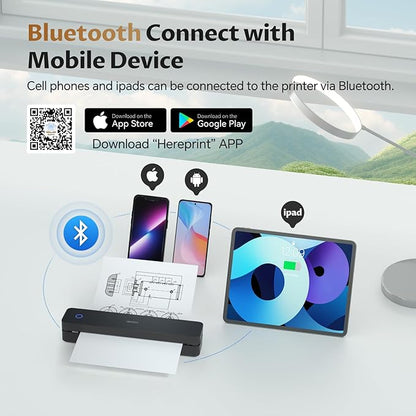 iDPRT Portable-Printer Wireless for Travel, Bluetooth Thermal Printer Support 8.5" x 11" US Letter&A4&A5 Size,300DPI Inkless Printers for Home Use,Compatible with Android and iOS Phone&Laptop,Black